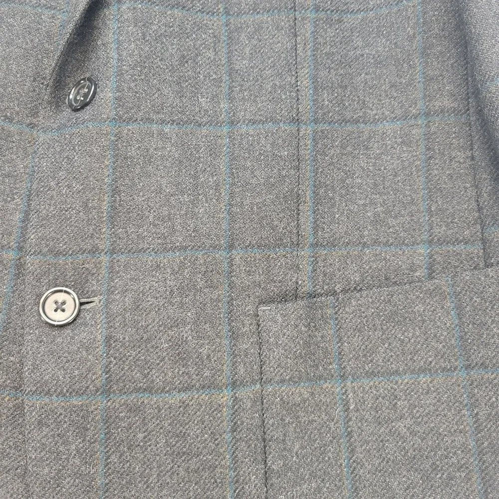 Banana Republic Sport Coat Mens 42R Gray Windowpane Wool Standard Fit Blazer